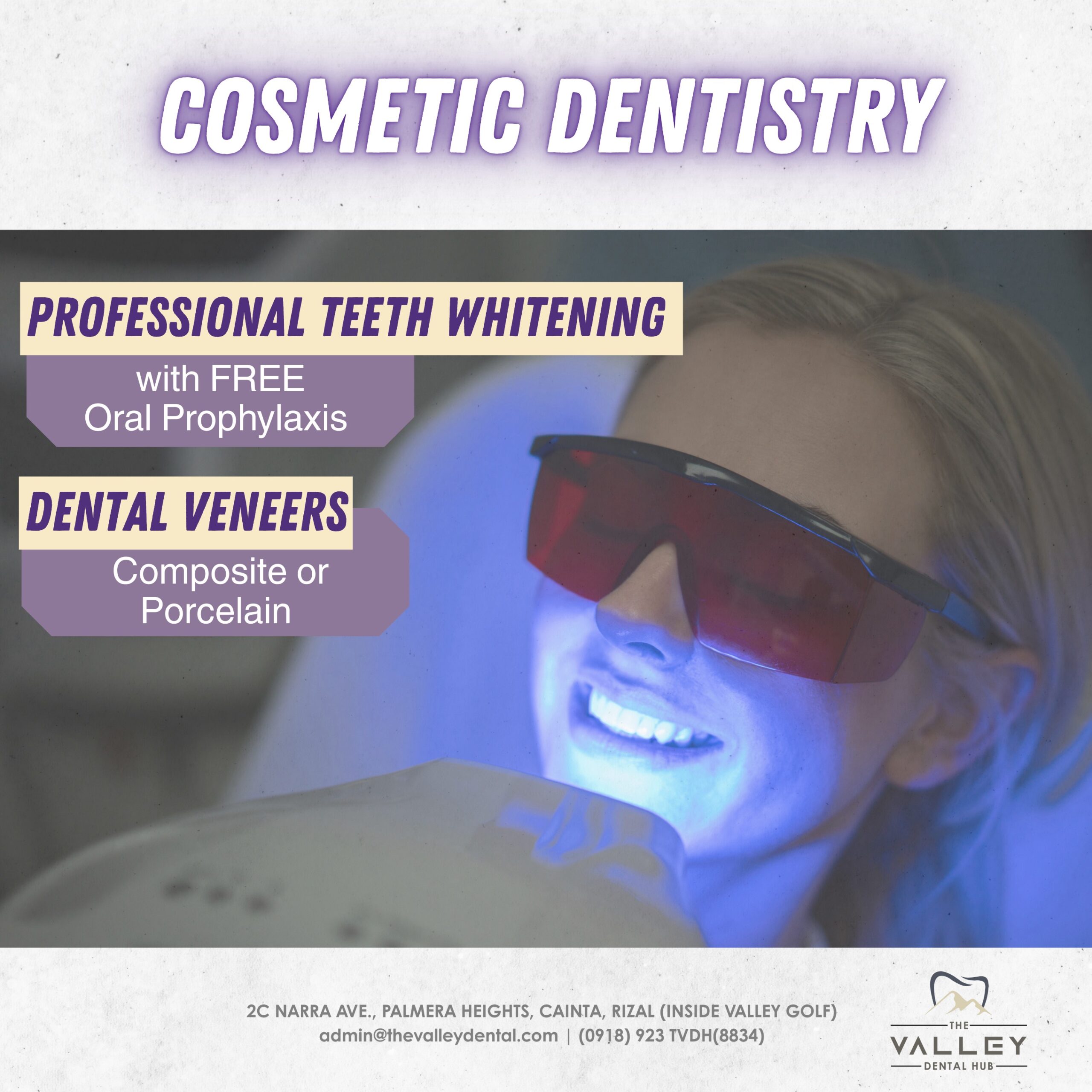 Cosmetic Dentistry Services: Professional Teeth Whitening with FREE Oral Prophylaxis Composite or Porcelain Dental Veneers